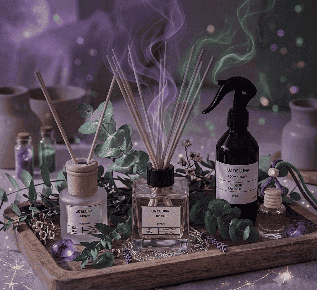 Spray de lavanda para la habitación, difusores de varillas y eucalipto